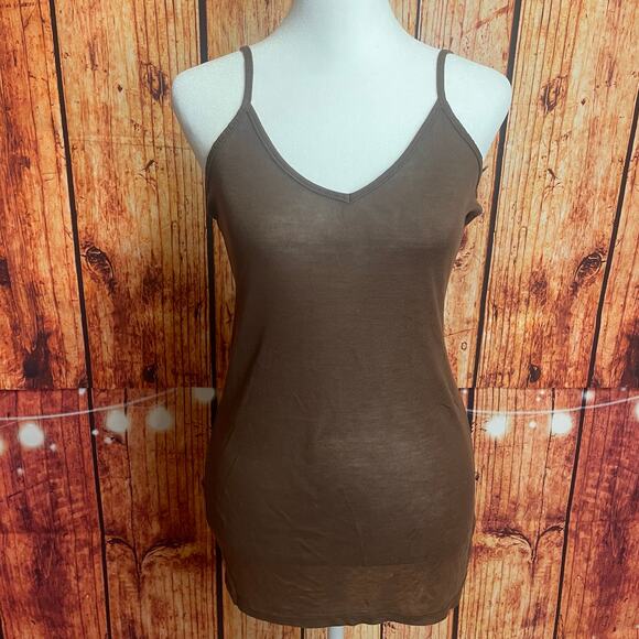 Set of 2 Free People lightweight camisoles size Large brown & yellow tencel - Picture 2 of 9